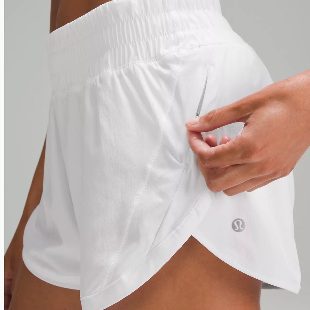 Track That low rise white Lululemon shorts